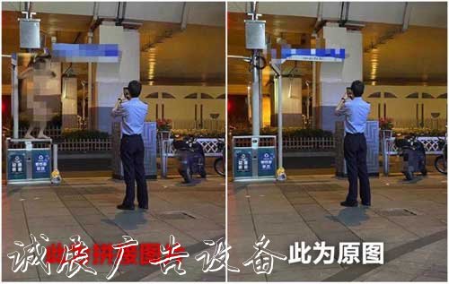 上海市中心一男子赤身裸体指路牌灯箱跨骑路牌拍照，刑拘！警方正告
