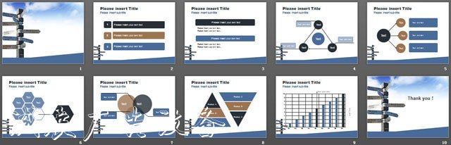 指路牌背景商务PowerPoint模板