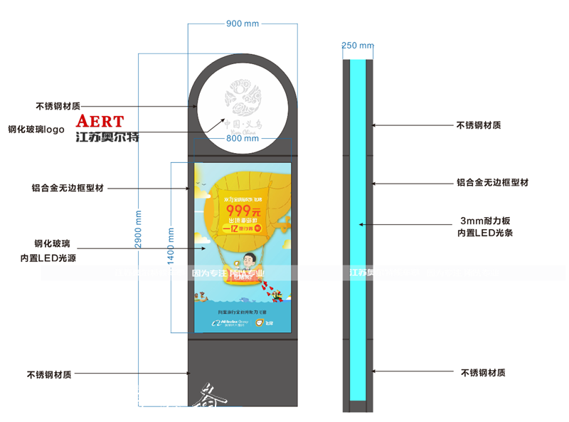 17]浙江义乌指路牌广告学校宣传栏灯箱路名牌道路指示灯箱