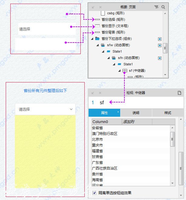 Axure教程：省市县三级滚动灯箱联动选择（全国省市区数据